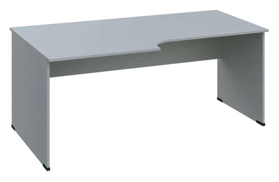 ERL 18 - 188 stůl kancelářský, rohový, levý, dřevěná podnož, deska 18 mm, široký 1800 mm, šedá